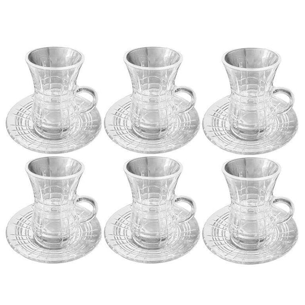 Lead Free Glass Tea Cup with Saucer Set of 6 Pcs 41*61*2/61*61 cm