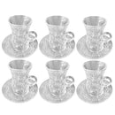 Lead Free Glass Tea Cup & Saucer Set/6 Pcs 41*61*2/61*61 cm