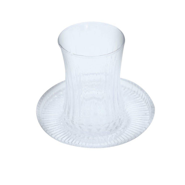 Glass Istikani Tea cup and Saucer Set of 6 Pcs** 6*9/11 cm