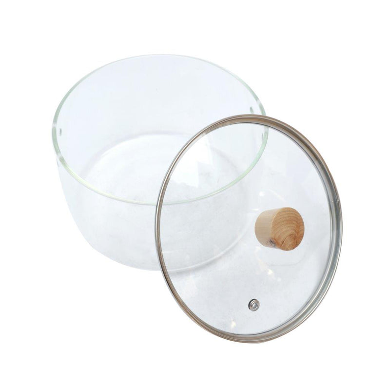 Glass Cooking Pot Induction Casserole with Wooden Handle 2.5L cm
