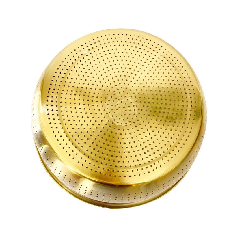 Gold Plated Stainless Steel Multipurpose Strainer Bowl Rinsing Basket 36 cm