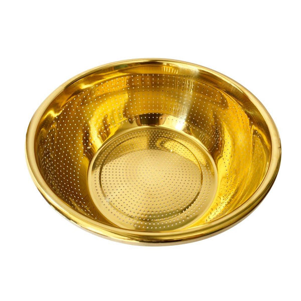 Gold Plated Stainless Steel Multipurpose Strainer Bowl Rinsing Basket 40 cm