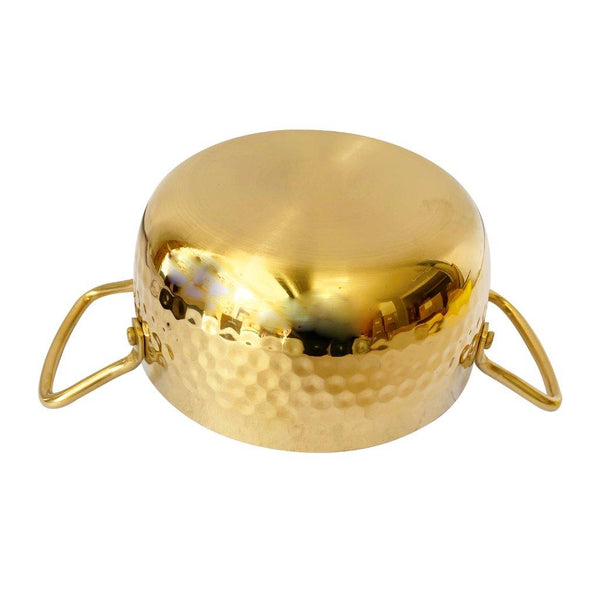 Gold Plated Stainless Steel Hammered Karahi Pot 16 cm