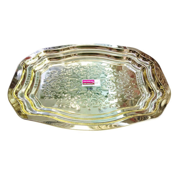 Gold Plated Stainless Steel Serving Tray 70 cm