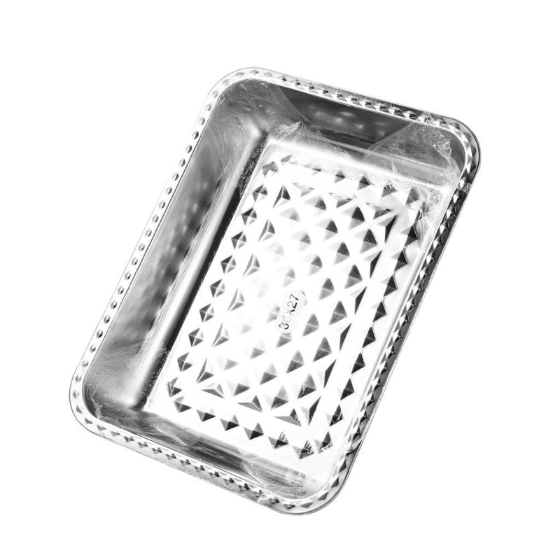 Silver Plated Stainless Steel Hammered Serving Tray with Lid 30*40*7 cm