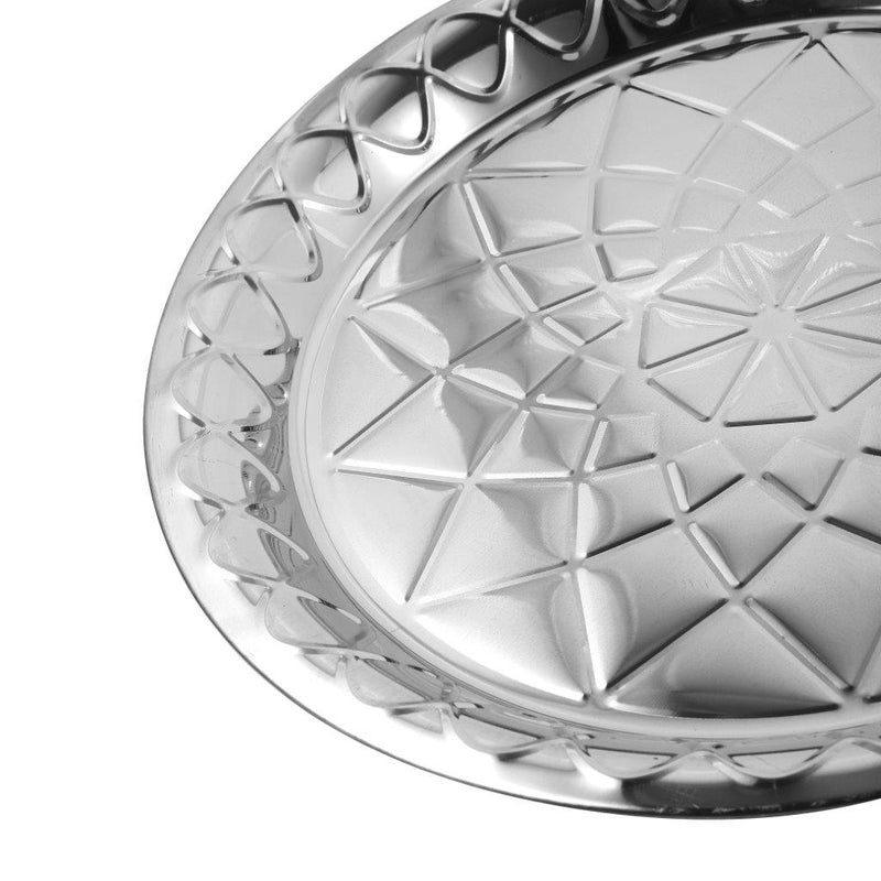 Silver Plated Stainless Steel Round Serving Tray 36 cm