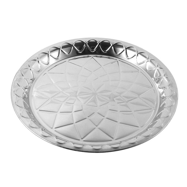 Silver Plated Stainless Steel Round Serving Tray 40 cm