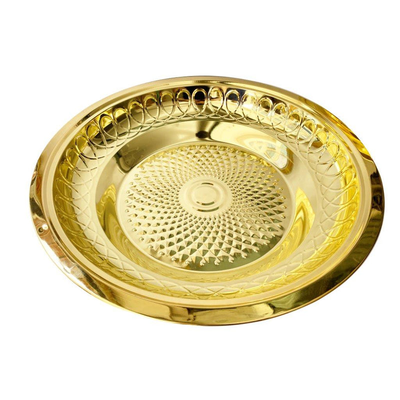 Gold Plated Stainless Steel Biryani Plate with Lid 30 cm