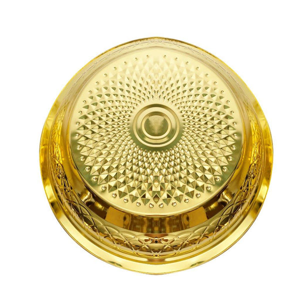 Gold Plated Stainless Steel Biryani Plate with Lid 50 cm