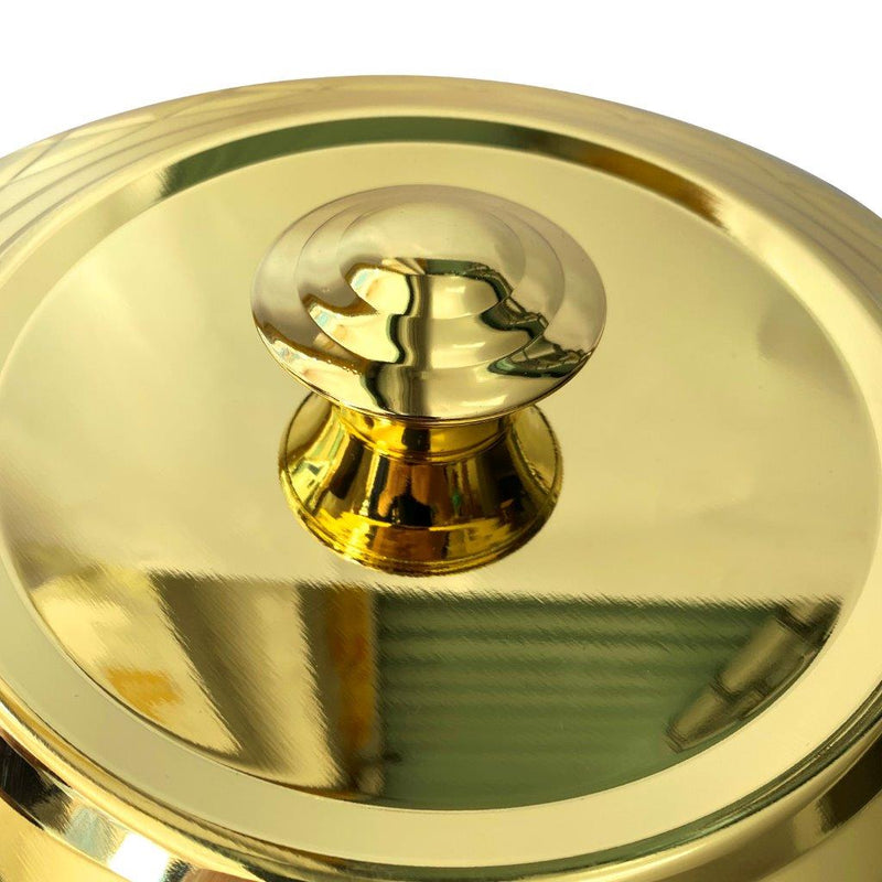 Gold Plated Stainless Steel Biryani Plate with Lid 50 cm