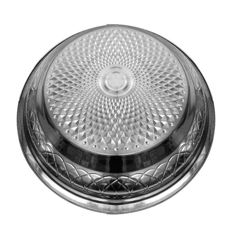 Silver Plated Stainless Steel Biryani Plate with Lid 40 cm