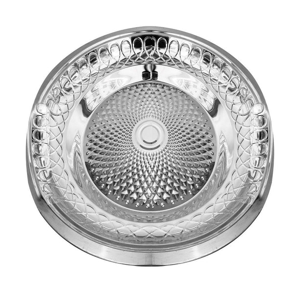 Silver Plated Stainless Steel Biryani Plate with Lid 40 cm