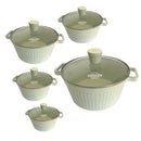 Beige Non Stick Aluminium Induction Base Cooking Pot Casserole Set of 3 Pcs 20/24/28 cm