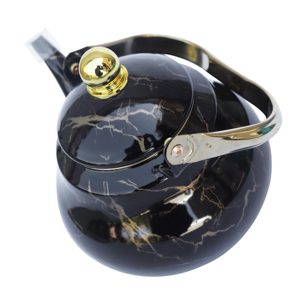 Black Abstract Enamel Stovetop Tea Pot Kettle 2.0L cm