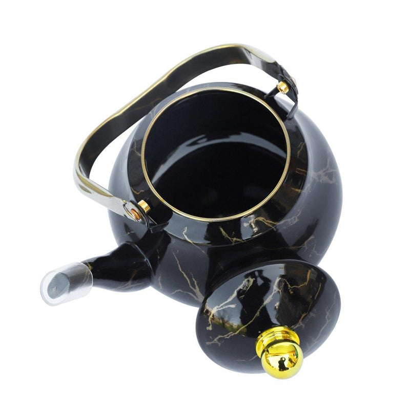 Black Abstract Enamel Stovetop Tea Pot Kettle 2.0L cm