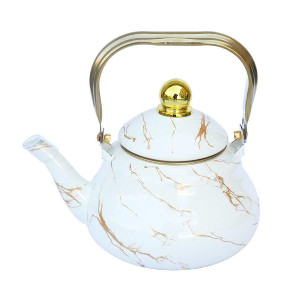 White Abstract Enamel Stovetop Tea Pot Kettle 1.5L cm