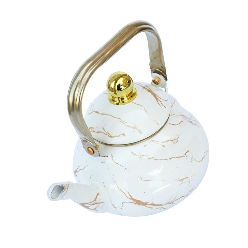 White Abstract Enamel Stovetop Tea Pot Kettle 1.5L cm