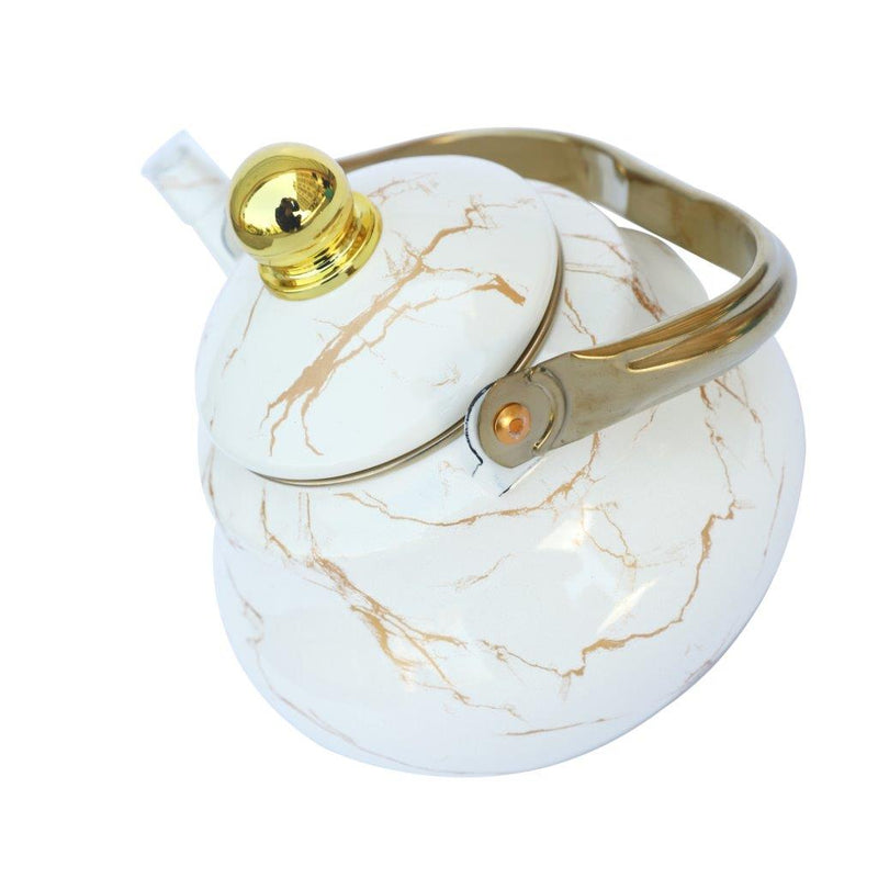 White Abstract Enamel Stovetop Tea Pot Kettle 1.5L cm