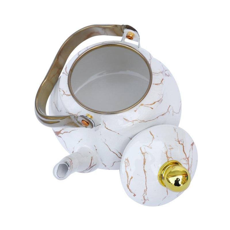 White Abstract Enamel Stovetop Tea Pot Kettle 1.5L cm