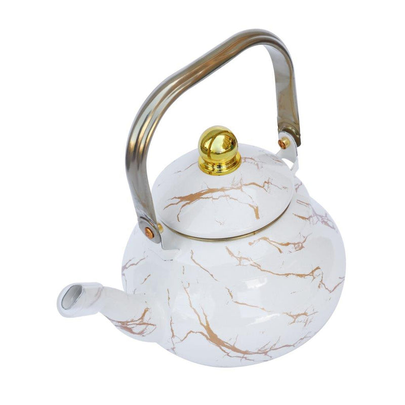 White Abstract Enamel Stovetop Tea Pot Kettle 2.0L cm