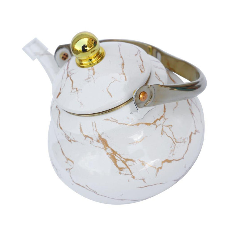 White Abstract Enamel Stovetop Tea Pot Kettle 2.0L cm