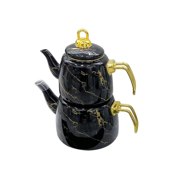 Mix Color Abstract Design Enamel Double Tea Pot Set ** 2.2+1L