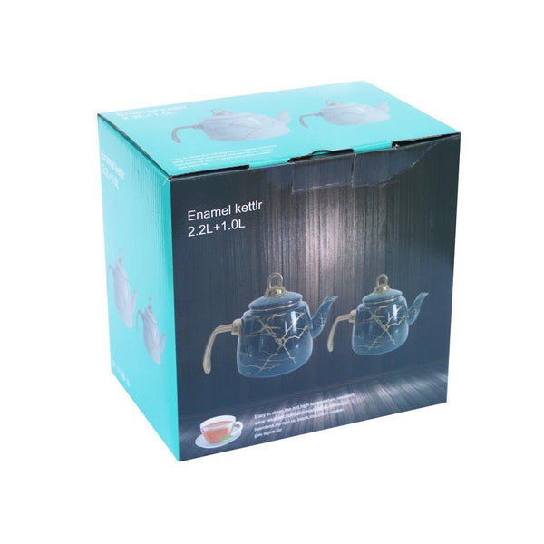 Mix Color Abstract Design Enamel Double Tea Pot Set ** 2.2+1L