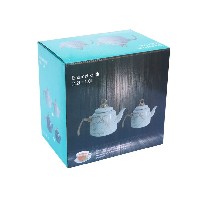 Mix Color Abstract Design Enamel Double Tea Pot Set ** 2.2+1L