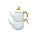 Mix Color Abstract Design Enamel Double Tea Pot Set ** 2.2+1L