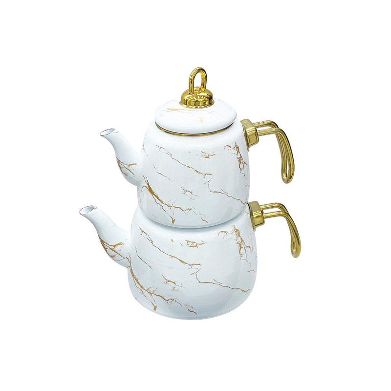 Mix Color Abstract Design Enamel Double Tea Pot Set ** 2.2+1L