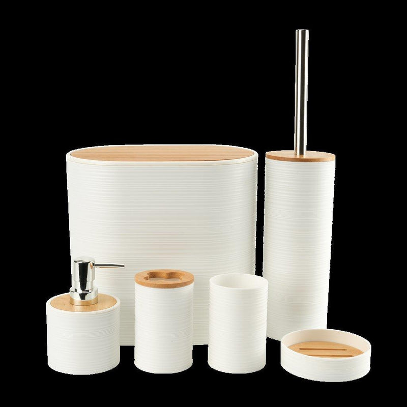 Plastic White Bathroom Accessories Soap Dispenser Toothbrush Holder Set of 6 Pcs 13*11*10.5 cm