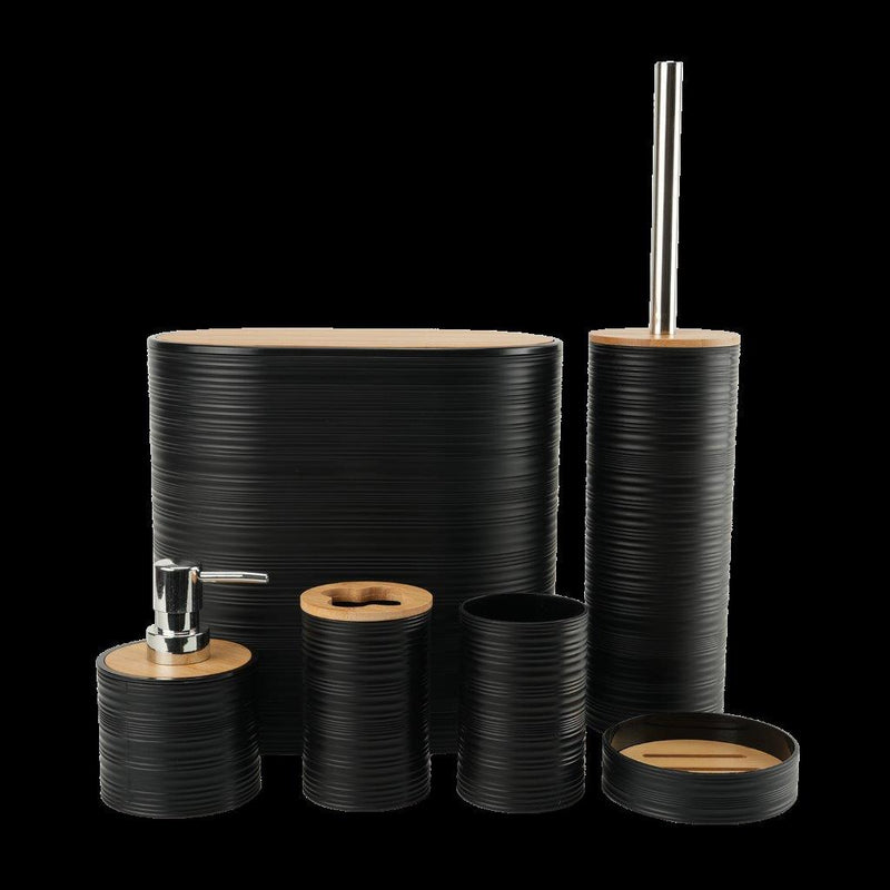 Plastic Black Bathroom Accessories Soap Dispenser Toothbrush Holder Set of 6 Pcs 13*11*10.5 cm