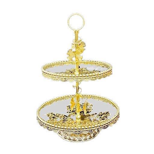 Deco Gold Metal and Glass 2 Tier Cake Stand 25*30*45 cm