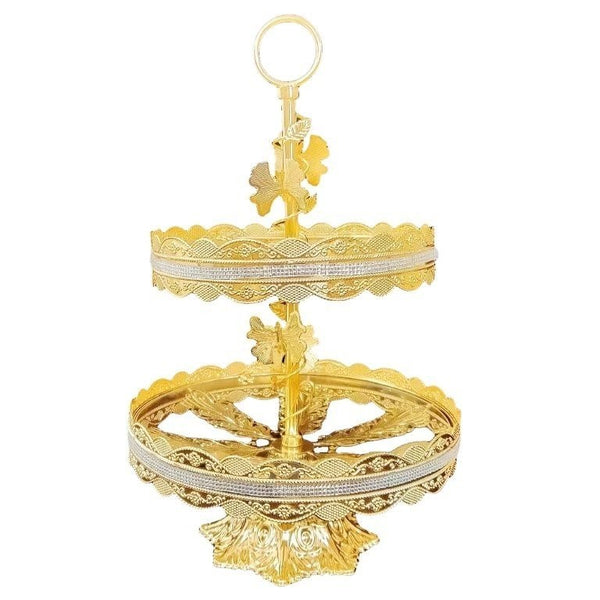 Gold Metal  2 Tier Metal Craft Fruit and Candy Basket