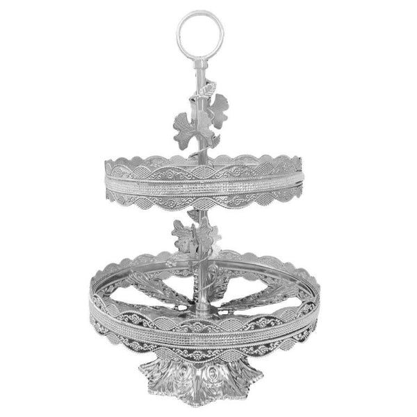Silver Metal  2 Tier Metal Craft Fruit and Candy Basket