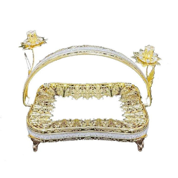 Engraved Deco Gold Gift Basket Fruit Plate Nuts and Chocolates Serving Tray 32*23*24 cm