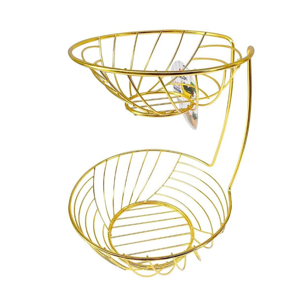 Gold Metal  2 Tier Metal Craft Fruit Basket 27*35 cm