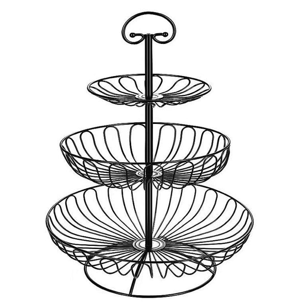 Black Metal Multi Layer Swing Fruit Basket 30*30*40 cm 3 layer