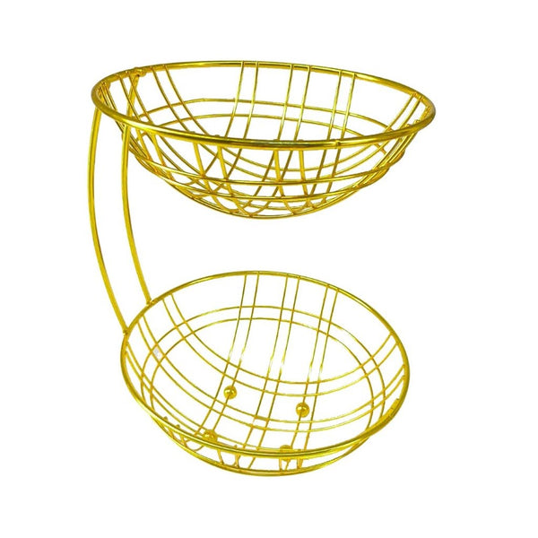Gold Metal  2 Tier Metal Craft Fruit Basket 26*26*33 cm