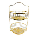 Gold Metal 2 Tier Metal Craft Fruit Basket 27*25*44 cm