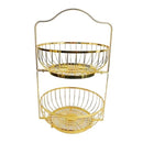 Gold Metal  2 Tier Metal Craft Fruit Basket 27*25*44 cm