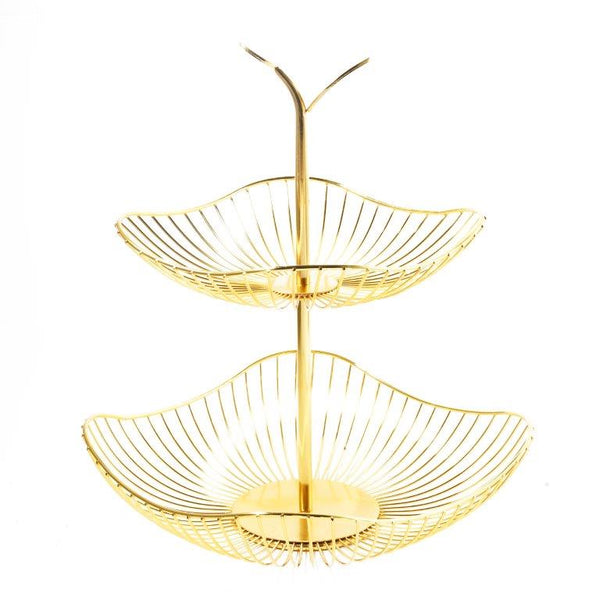 Gold Metal Multi Layer Swing Fruit Basket 27.5*27.5*35 cm
