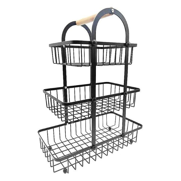 Kitchen Accessories Black Metal Multi Layer Swing Fruit Basket 32*17*42 cm