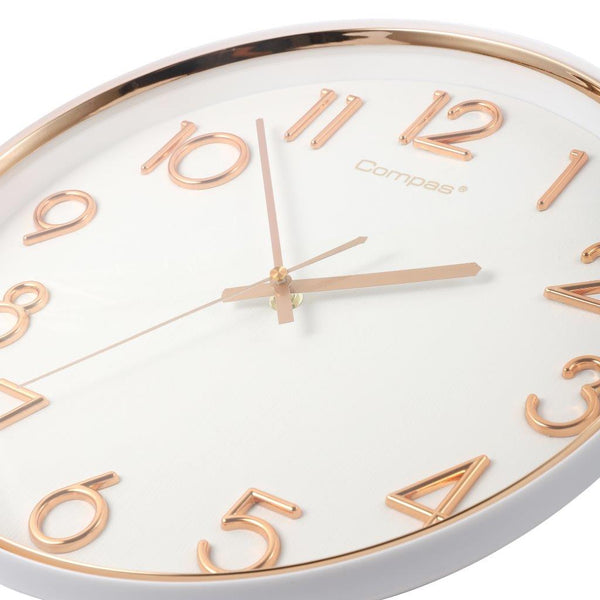 Wall Clock White Round Analog 33 cm