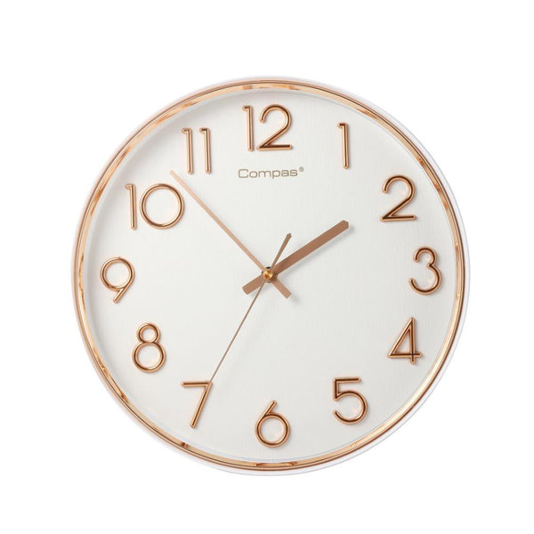 Wall Clock White Round Analog 33 cm