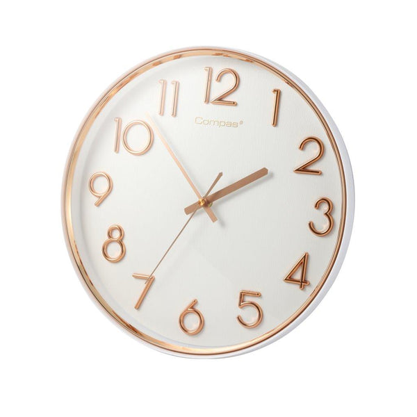 Wall Clock White Round Analog 33 cm