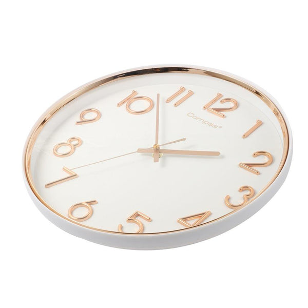Wall Clock White Round Analog 33 cm
