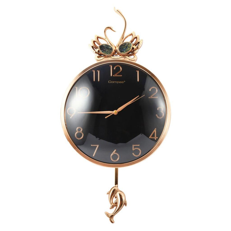 Minimalist Design Black Round Analog Wall Clock 36 cm