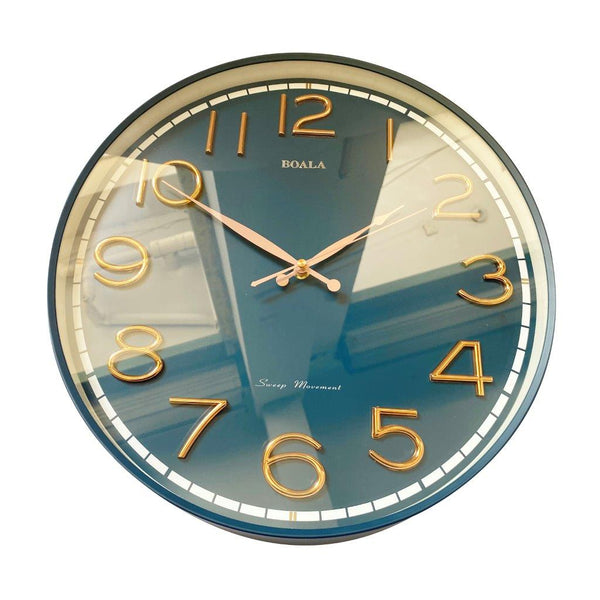 Minimalist Design Blue Round Analog Wall Clock 40 cm