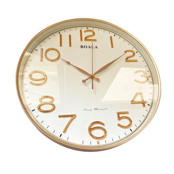 Minimalist Design Gold and White Round Analog Wall Clock 40 cm